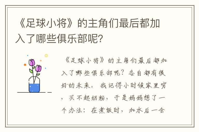 《足球小将》的主角们最后都加入了哪些俱乐部呢？