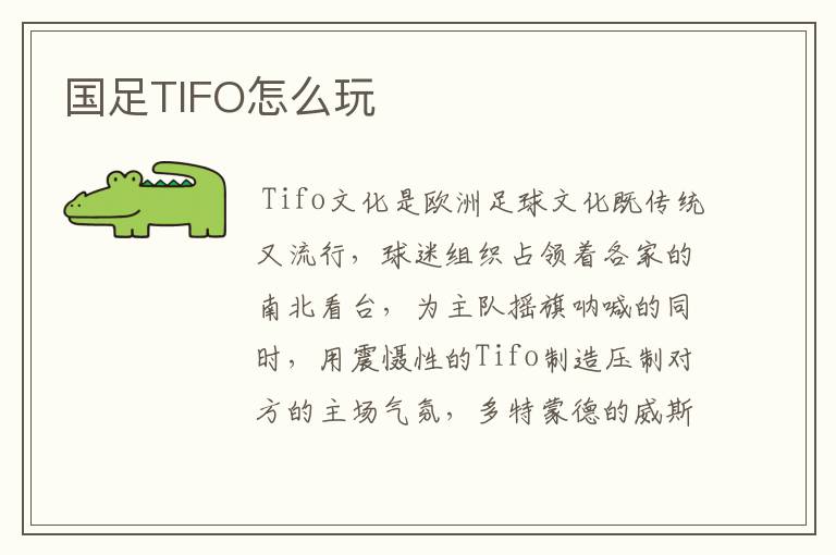 国足TIFO怎么玩