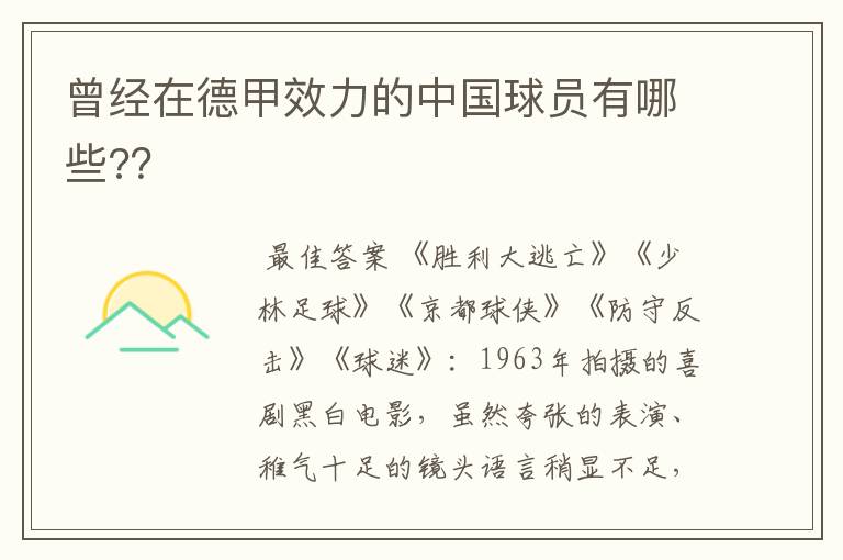 曾经在德甲效力的中国球员有哪些?？