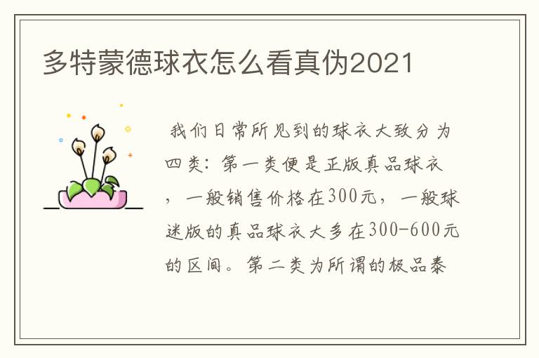 多特蒙德球衣怎么看真伪2021