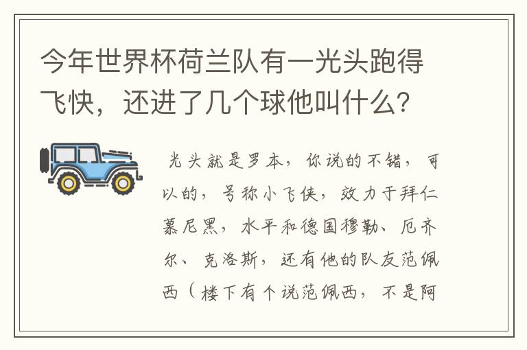 今年世界杯荷兰队有一光头跑得飞快，还进了几个球他叫什么？厉害吗？