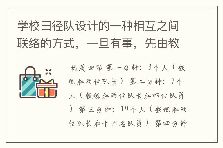 学校田径队设计的一种相互之间联络的方式，一旦有事，先由教练同时通知两位队长，这两位队长在分别同时通