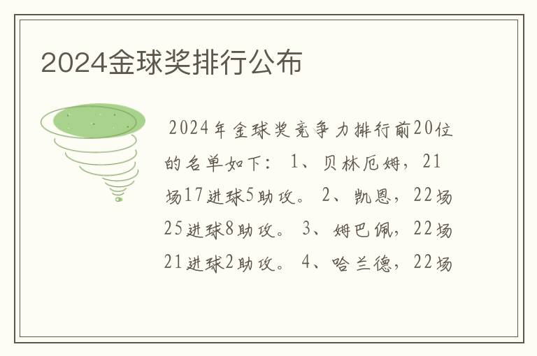 2024金球奖排行公布