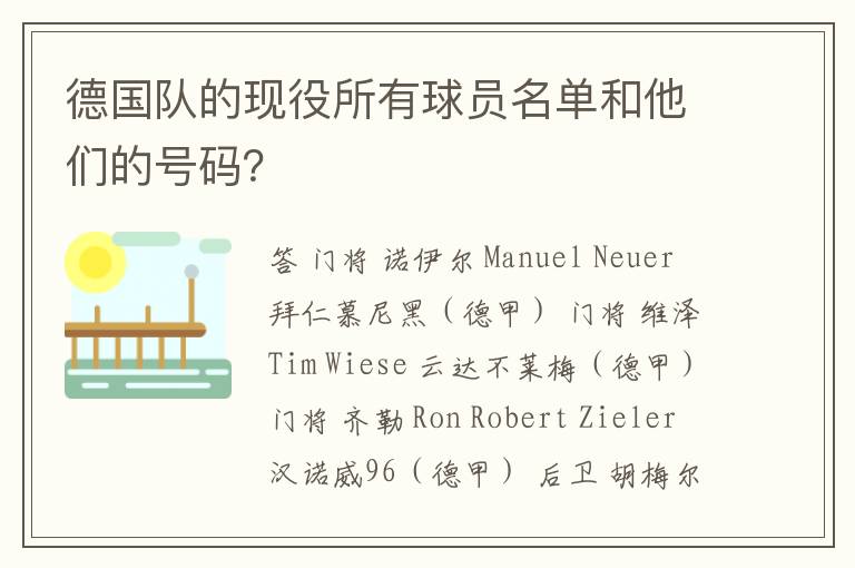 德国队的现役所有球员名单和他们的号码？