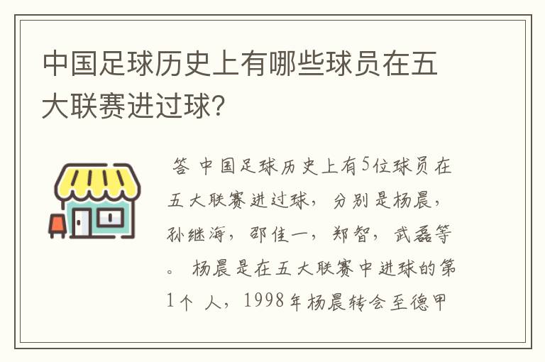 中国足球历史上有哪些球员在五大联赛进过球？