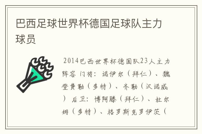 巴西足球世界杯德国足球队主力球员