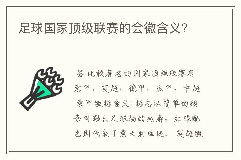 足球国家顶级联赛的会徽含义？