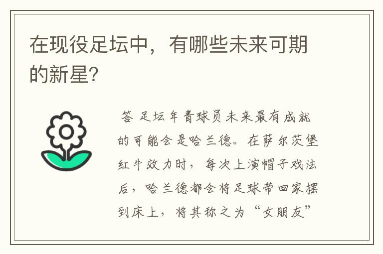 在现役足坛中，有哪些未来可期的新星？