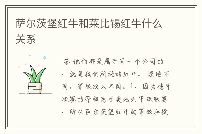 萨尔茨堡红牛和莱比锡红牛什么关系