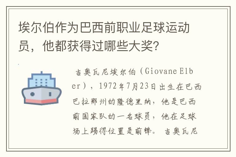 埃尔伯作为巴西前职业足球运动员，他都获得过哪些大奖？