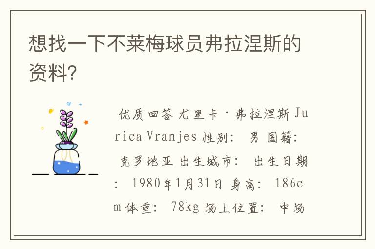 想找一下不莱梅球员弗拉涅斯的资料？