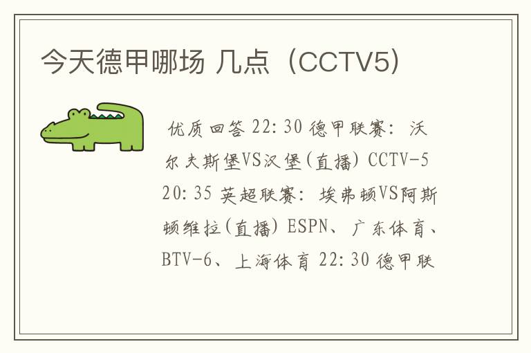 今天德甲哪场 几点（CCTV5)