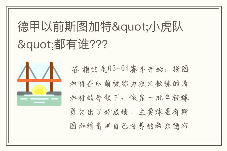 德甲以前斯图加特"小虎队"都有谁???