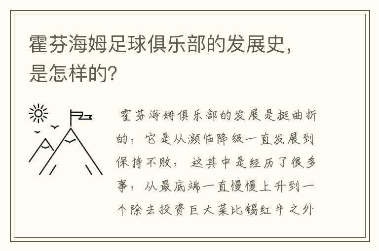 霍芬海姆足球俱乐部的发展史，是怎样的？