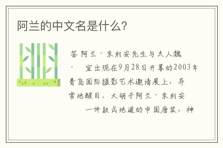 阿兰的中文名是什么？