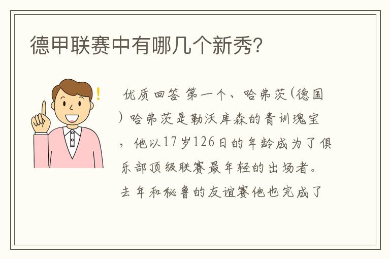 德甲联赛中有哪几个新秀？