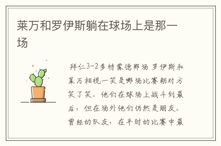 莱万和罗伊斯躺在球场上是那一场