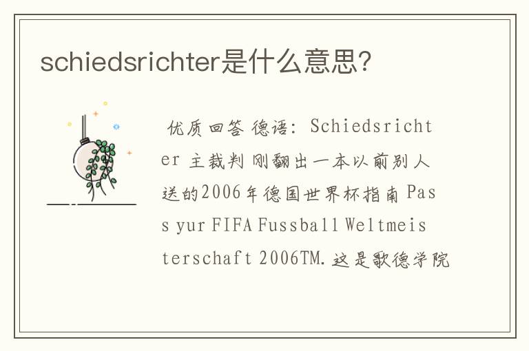 schiedsrichter是什么意思？