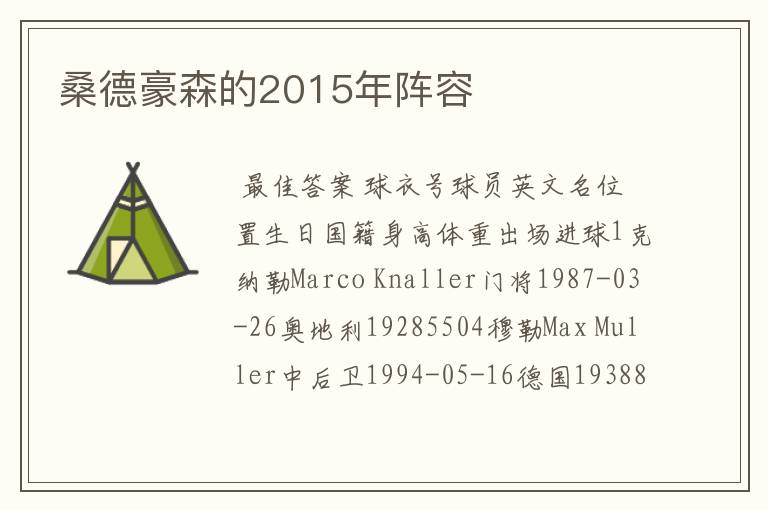 桑德豪森的2015年阵容