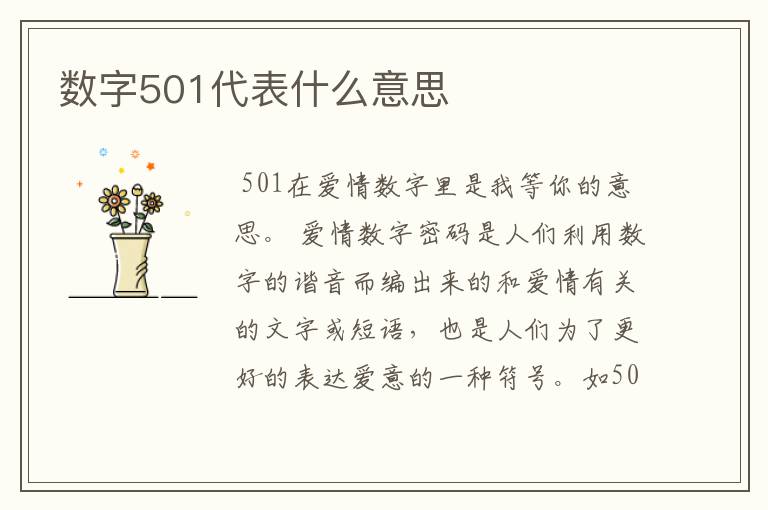 数字501代表什么意思