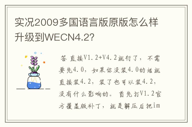 实况2009多国语言版原版怎么样升级到WECN4.2？