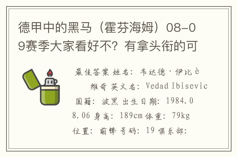 德甲中的黑马（霍芬海姆）08-09赛季大家看好不？有拿头衔的可能吗？