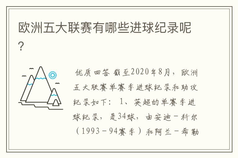 欧洲五大联赛有哪些进球纪录呢？