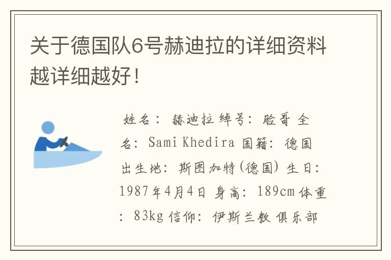 关于德国队6号赫迪拉的详细资料越详细越好！