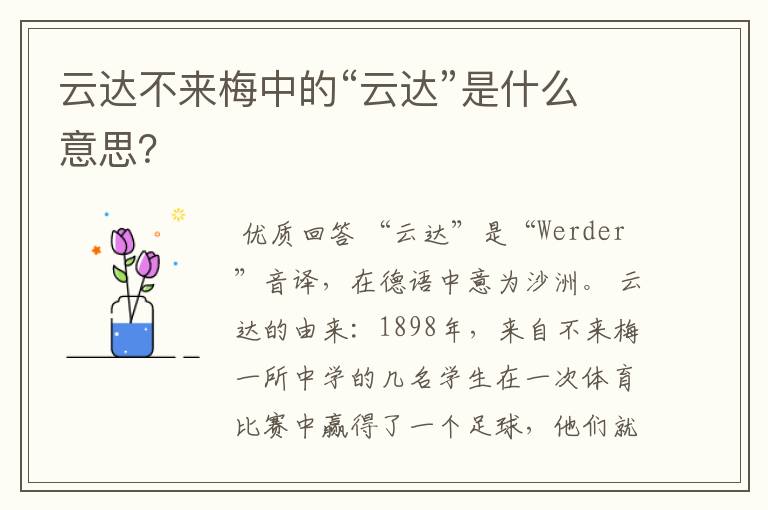 云达不来梅中的“云达”是什么意思？