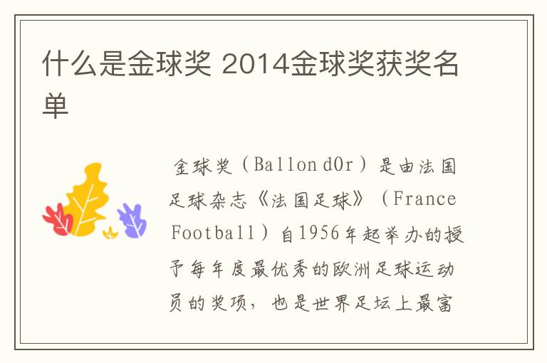 什么是金球奖 2014金球奖获奖名单