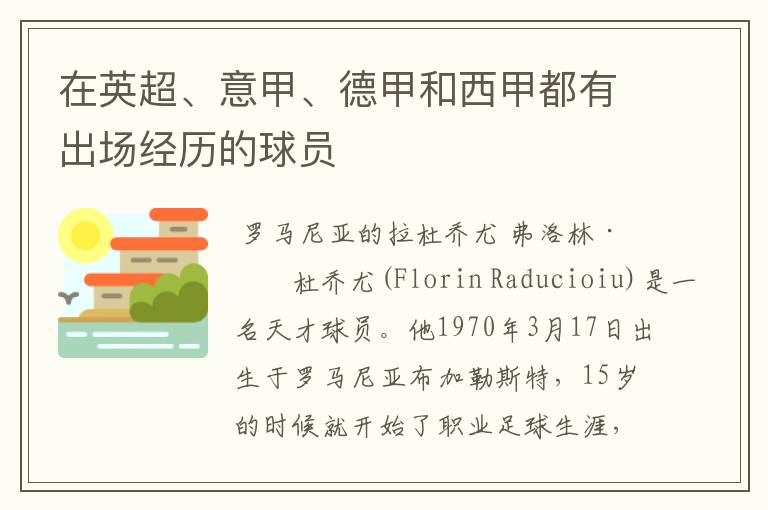 在英超、意甲、德甲和西甲都有出场经历的球员