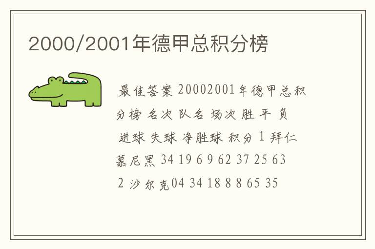 2000/2001年德甲总积分榜