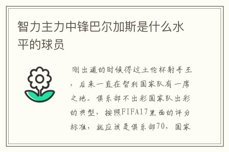 智力主力中锋巴尔加斯是什么水平的球员