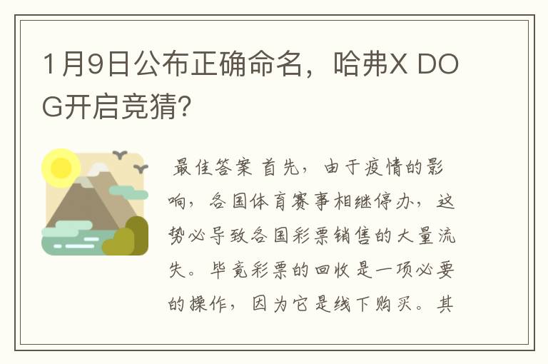 1月9日公布正确命名，哈弗X DOG开启竞猜？