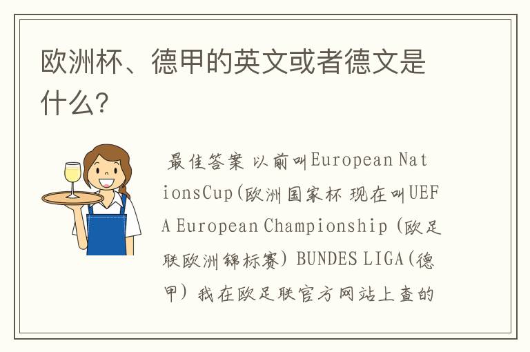 欧洲杯、德甲的英文或者德文是什么？