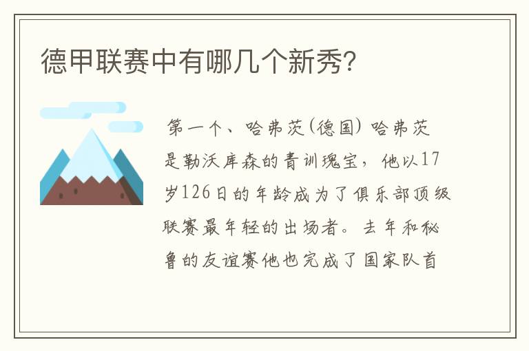 德甲联赛中有哪几个新秀？