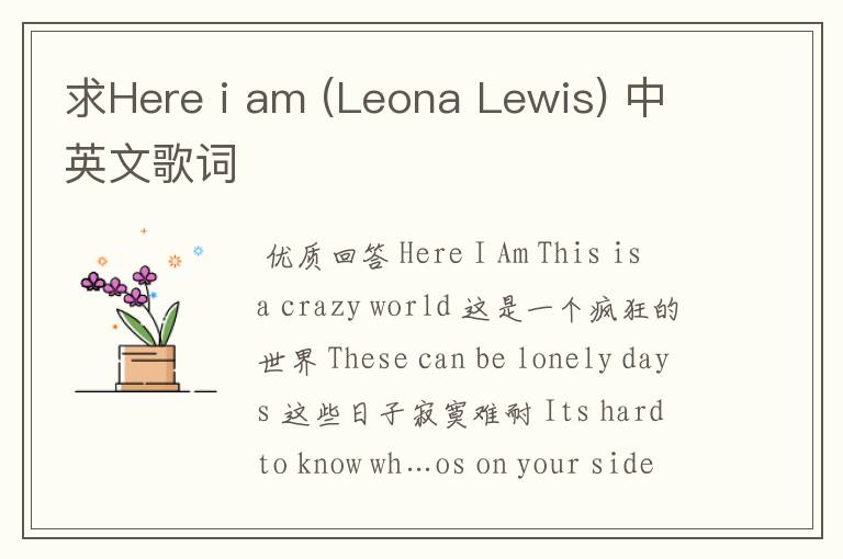 求Here i am (Leona Lewis) 中英文歌词