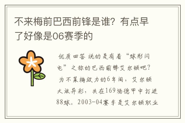 不来梅前巴西前锋是谁？有点早了好像是06赛季的