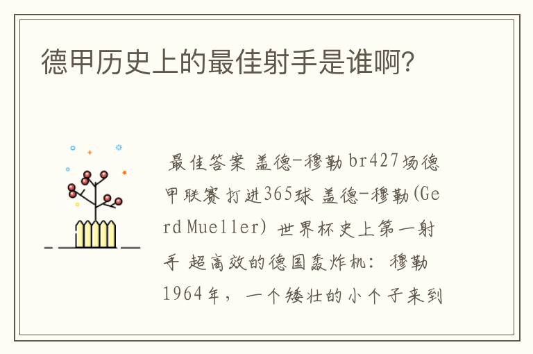 德甲历史上的最佳射手是谁啊？