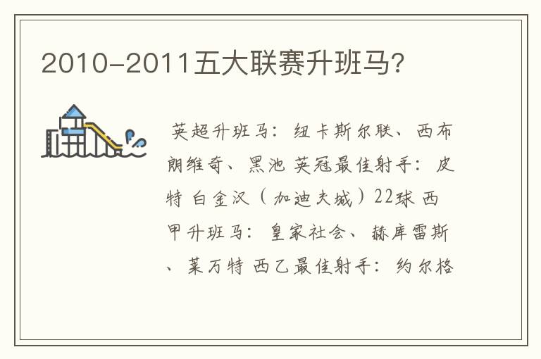 2010-2011五大联赛升班马?