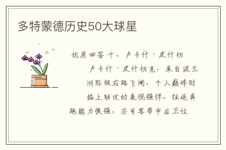 多特蒙德历史50大球星