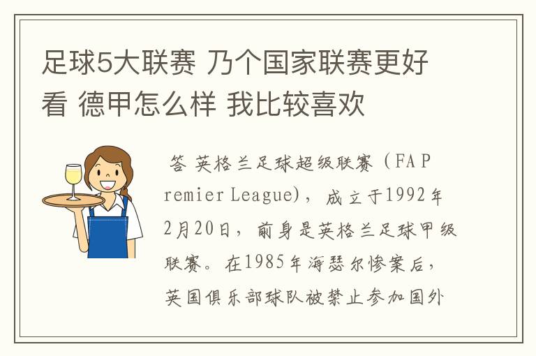 足球5大联赛 乃个国家联赛更好看 德甲怎么样 我比较喜欢