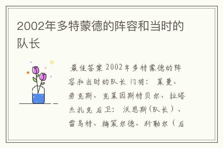 2002年多特蒙德的阵容和当时的队长