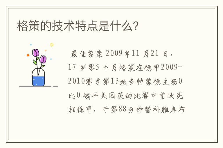 格策的技术特点是什么？