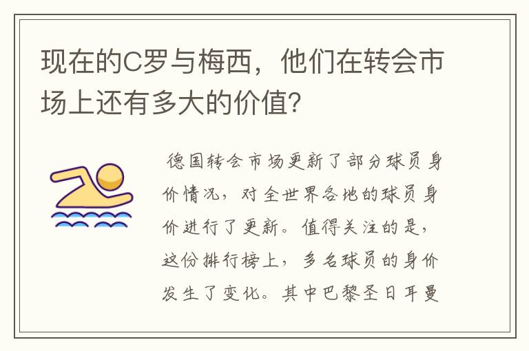 现在的C罗与梅西，他们在转会市场上还有多大的价值？