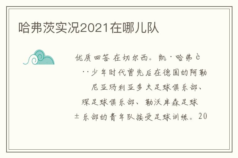 哈弗茨实况2021在哪儿队