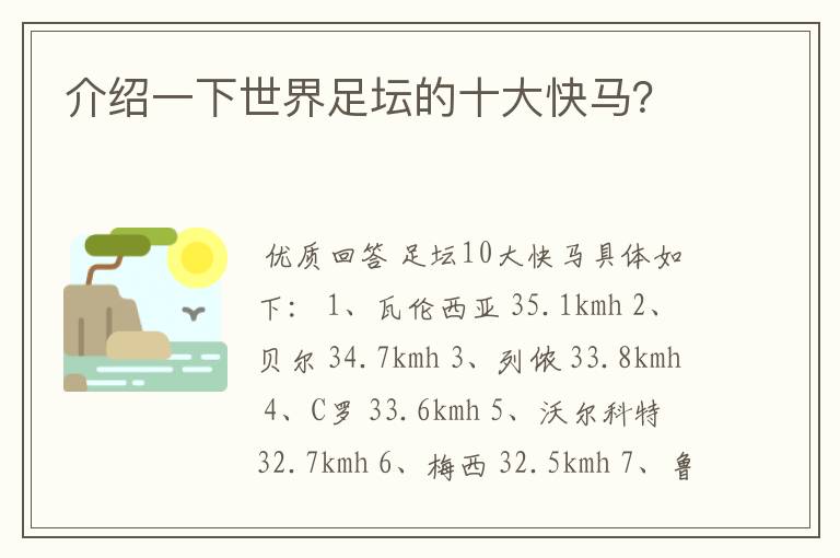 介绍一下世界足坛的十大快马？