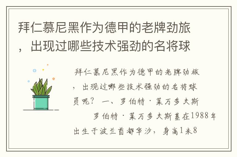 拜仁慕尼黑作为德甲的老牌劲旅，出现过哪些技术强劲的名将球员呢？