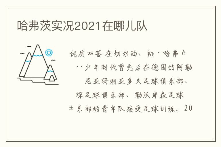 哈弗茨实况2021在哪儿队