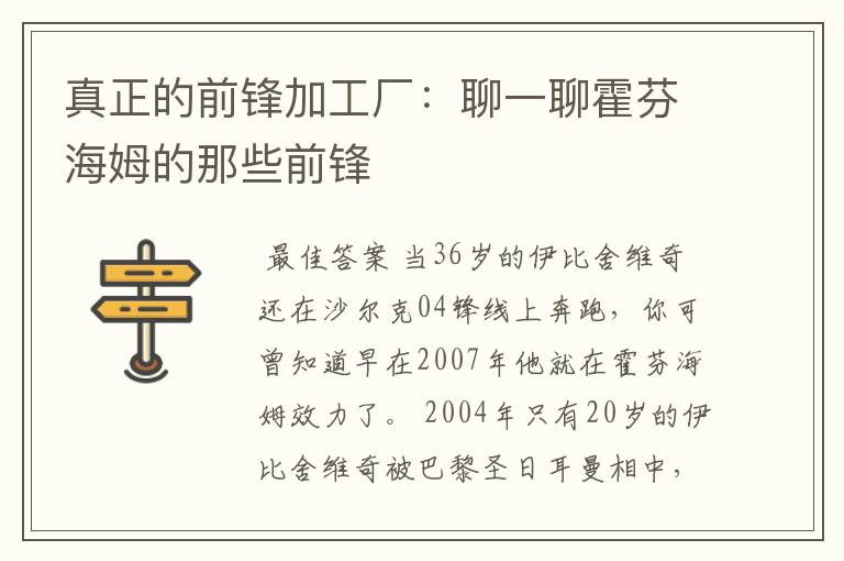 真正的前锋加工厂：聊一聊霍芬海姆的那些前锋